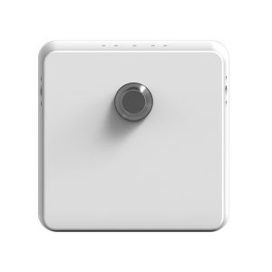 A compact, wall-mounted PIR323 ZigBee multi-sensor in a modern home, detecting motion, monitoring room temperature and humidity, and providing vibration alerts for home security and automation.